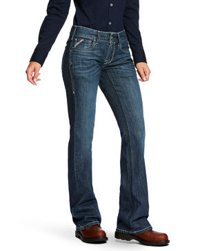 ARIAT Womens Rebar Mid Rise Durastretch Nightride Riveter Work Straight Jeans Blue 28 SHT